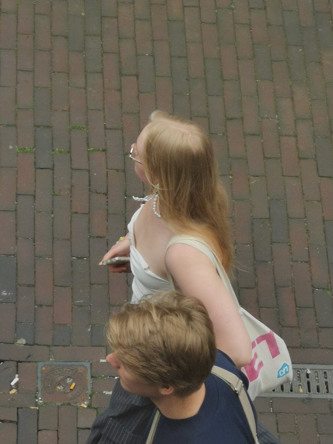 Nipslip blonde on the street #vAVbv1EB